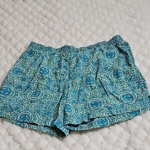 Columbia Teal and White Patterned Women's High Waist Shorts